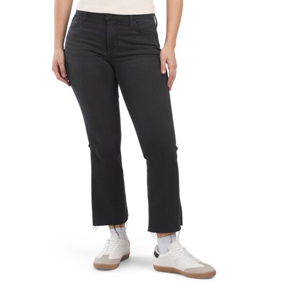 JOE'S Black Mid Rise Cropped Bootcut Jeans With Release Hems